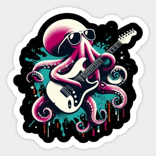 Guitar Cat Novelty Rock Music Band Concert Funny Cat Sticker